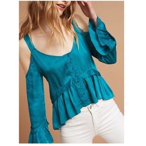 Anthropologie Bygones Open-Shoulder Blouse by Maev